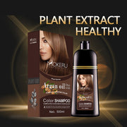 500ml Essence Black Hair Dye Shampoo Covering Hair Permanent Hair Color Dye Shampoo Natural Argan Oil Essence Instant-Health Wisdom™
