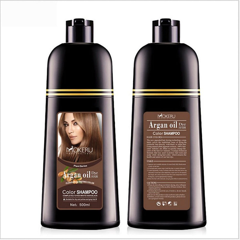 500ml Essence Black Hair Dye Shampoo Covering Hair Permanent Hair Color Dye Shampoo Natural Argan Oil Essence Instant-Health Wisdom™