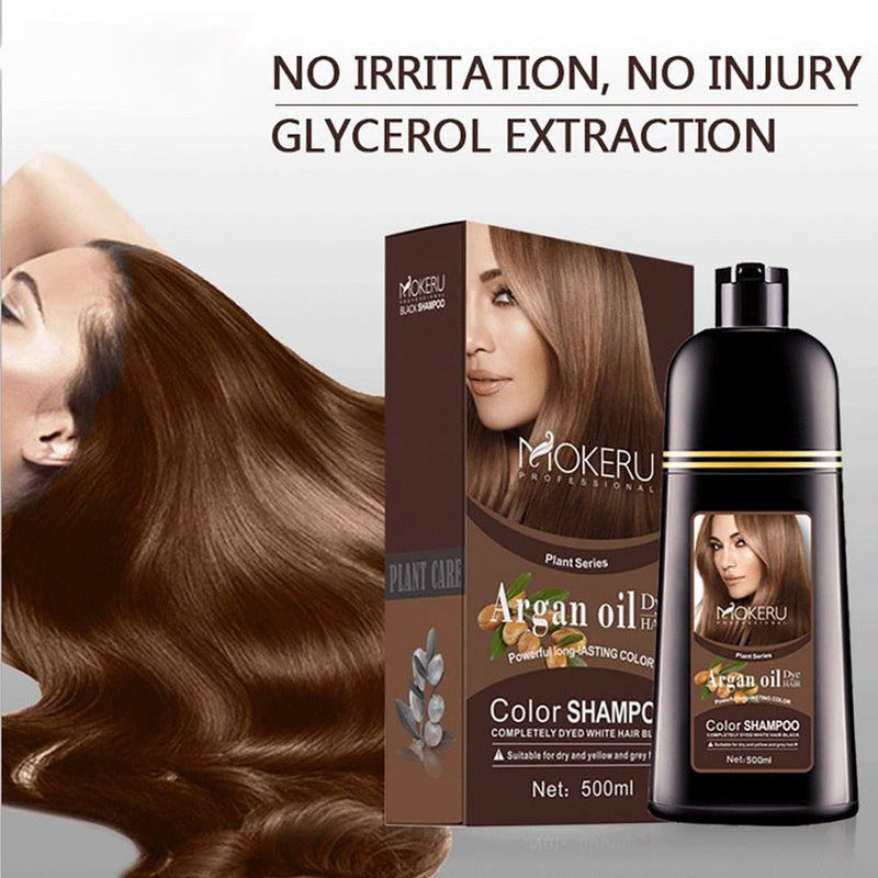 500ml Essence Black Hair Dye Shampoo Covering Hair Permanent Hair Color Dye Shampoo Natural Argan Oil Essence Instant-Health Wisdom™