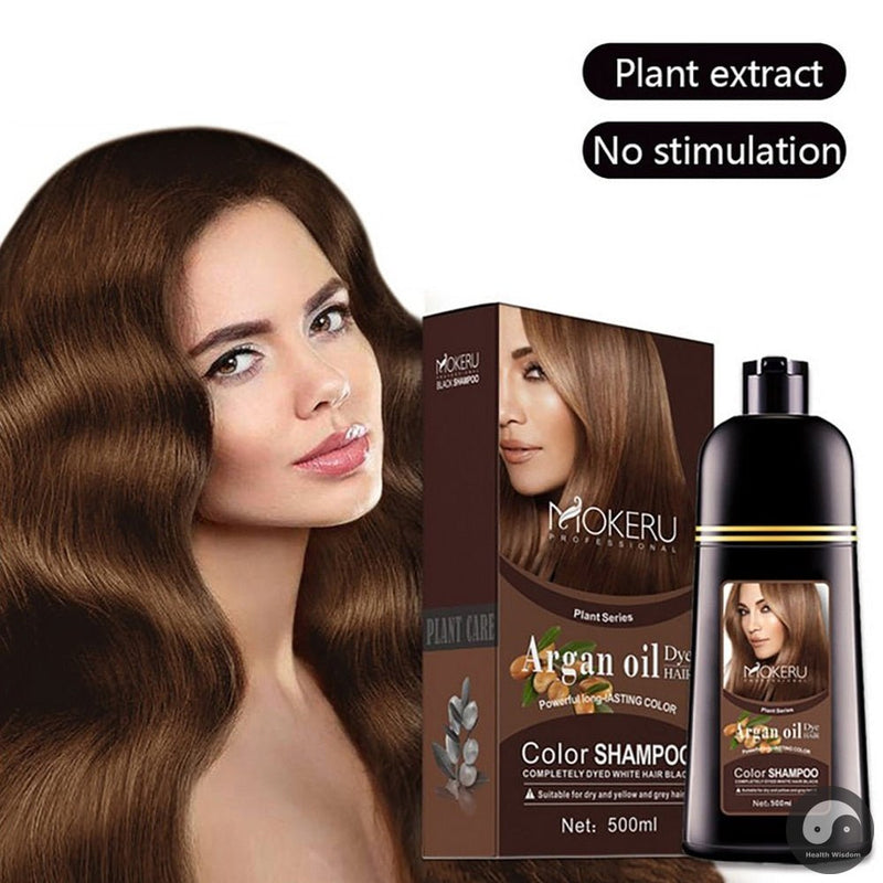 500ml Essence Black Hair Dye Shampoo Covering Hair Permanent Hair Color Dye Shampoo Natural Argan Oil Essence Instant-Health Wisdom™