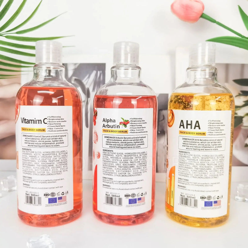 500ml Hyaluronic Acid, Nicotinamide Vitamin C AHA Face Serum Spots Eraser Corrector Whitening Moisturizing Lightening Body Serum-Health Wisdom™