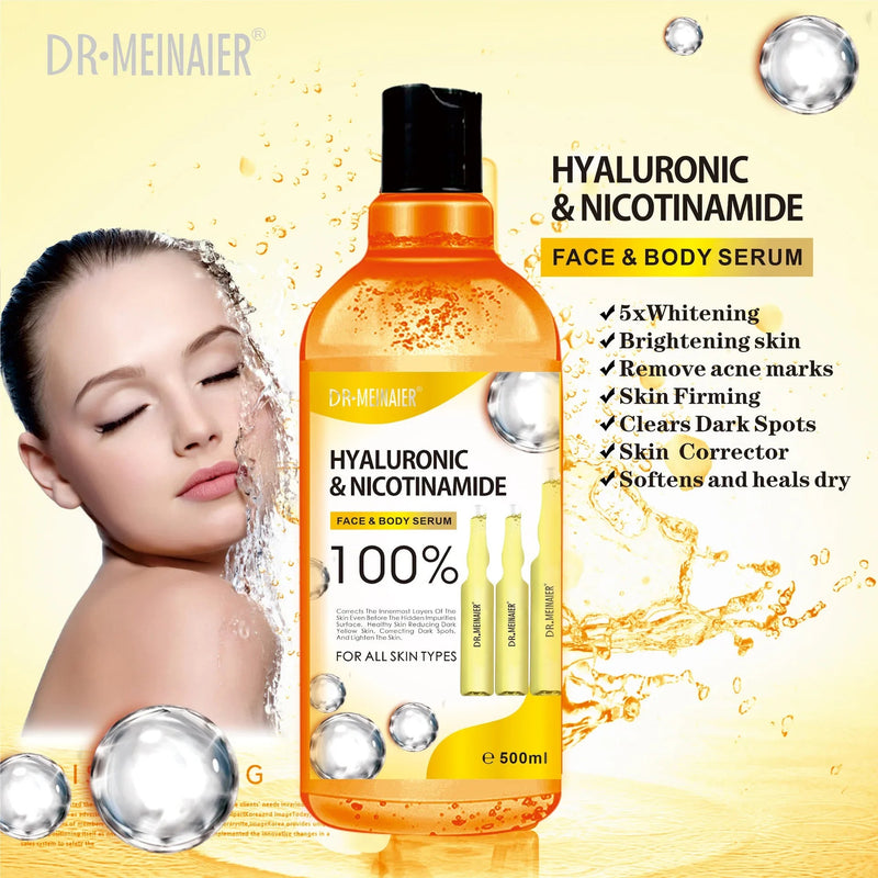 500ml Hyaluronic Acid, Nicotinamide Vitamin C AHA Face Serum Spots Eraser Corrector Whitening Moisturizing Lightening Body Serum-Health Wisdom™