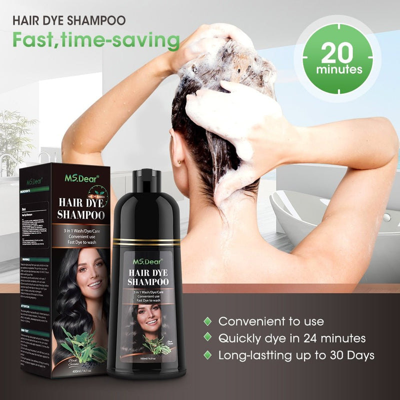 500ml Organic Natural Fast Hair Dye Black Shampoo Plant Essence Black Hair Color Dye Shampoo For Cover Gray White Hair-Health Wisdom™