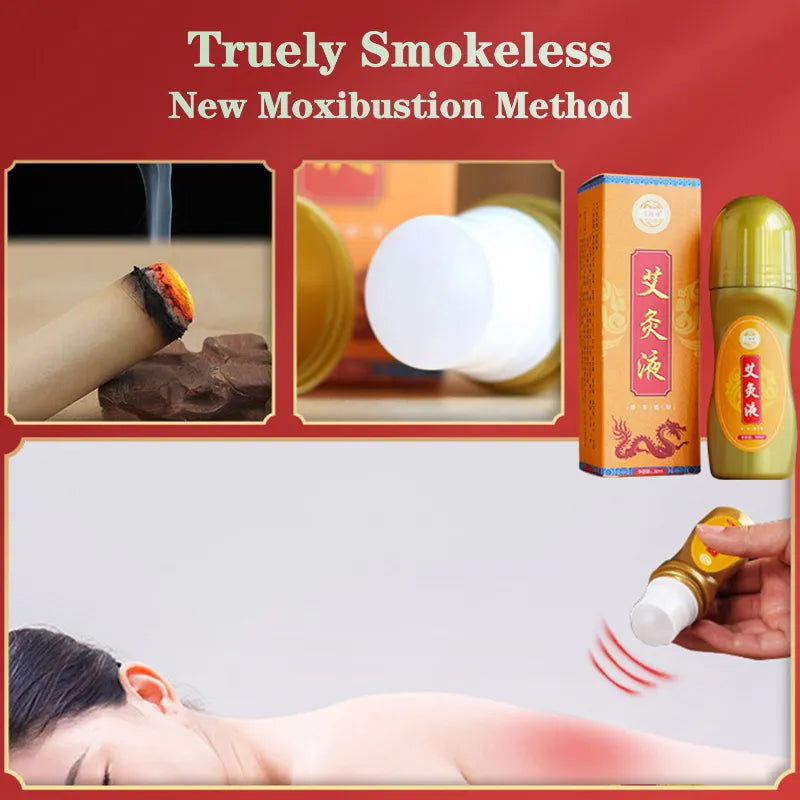 50ML Wormwood Herb Liquid Warm Neck Knee Plaster Easily Absorbed Rolling Moxibustion Acupoints Smokeless Moxa Therapy-Health Wisdom™
