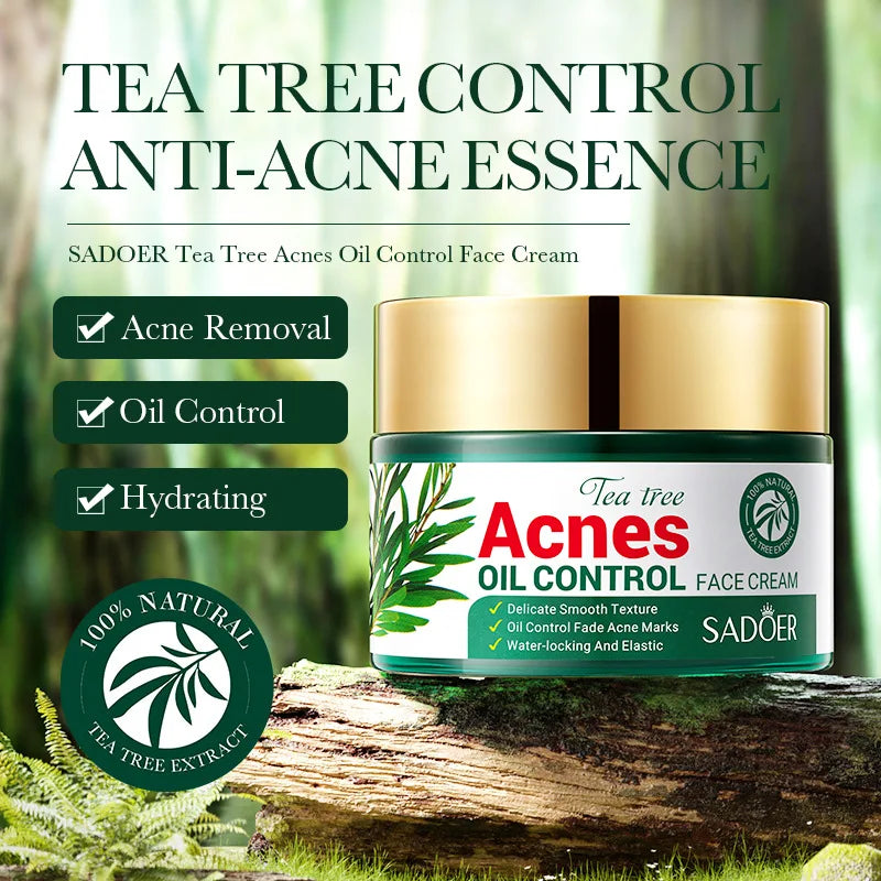 50g Tea Tree Acne Removing and Oil Control Face Cream Acne Printing Facial Anti Acne Skin Care Product Moisturizing Face Cream-Health Wisdom™