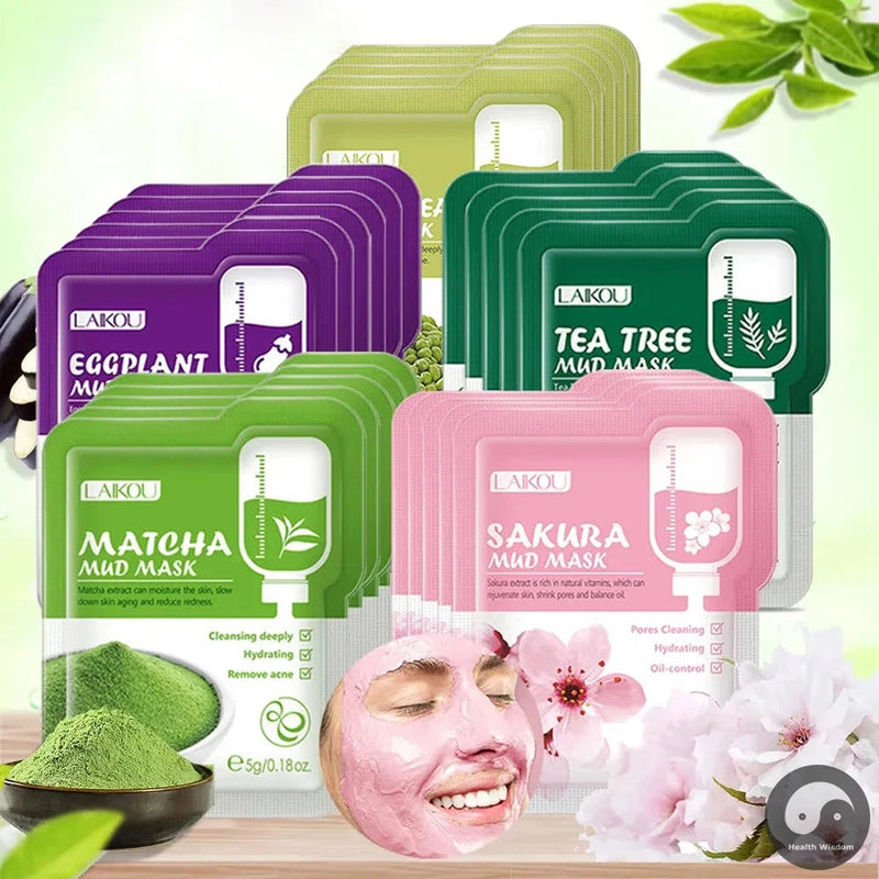 50pcs LAIKOU Mud Masks Sakura Facial Clay Masks Moisturizing Anti-aging Anti Acne Deep Cleansing skincare Face Mask for Beauty-Health Wisdom™
