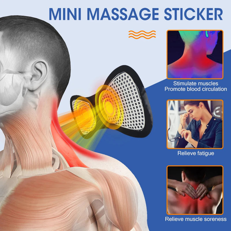 5Pcs EMS Mini Neck Massager Sticker Pulse Acupuncture Therapy Muscle Stimulate Leg Arms Cervical Back Body 8 Modes LCD Display-Health Wisdom™