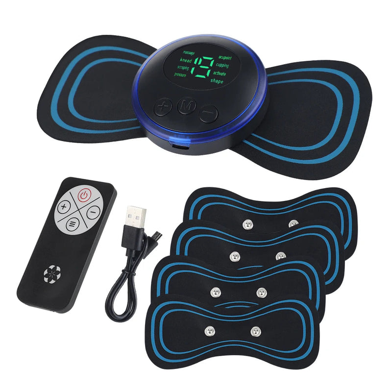 5Pcs EMS Mini Neck Massager Sticker Pulse Acupuncture Therapy Muscle Stimulate Leg Arms Cervical Back Body 8 Modes LCD Display-Health Wisdom™