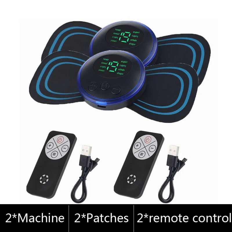5Pcs EMS Mini Neck Massager Sticker Pulse Acupuncture Therapy Muscle Stimulate Leg Arms Cervical Back Body 8 Modes LCD Display-Health Wisdom™