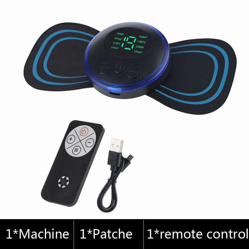 5Pcs EMS Mini Neck Massager Sticker Pulse Acupuncture Therapy Muscle Stimulate Leg Arms Cervical Back Body 8 Modes LCD Display-Health Wisdom™