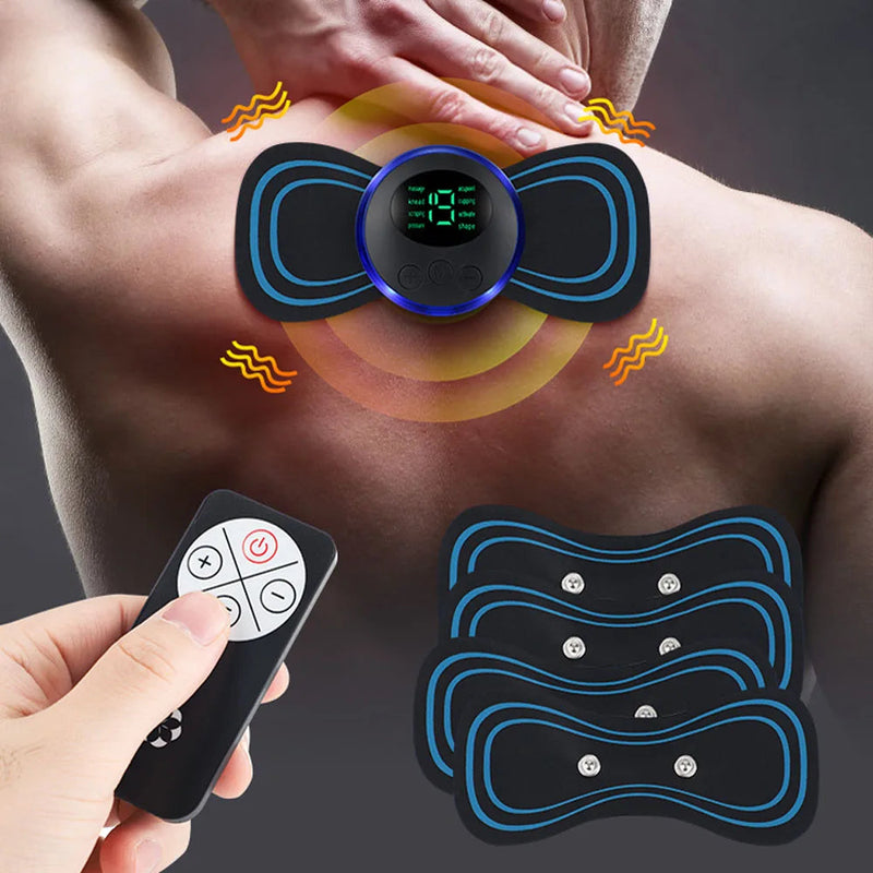 5Pcs EMS Mini Neck Massager Sticker Pulse Acupuncture Therapy Muscle Stimulate Leg Arms Cervical Back Body 8 Modes LCD Display-Health Wisdom™