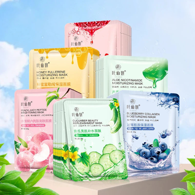 5pcs Fresh Fruits Facial Masks Beauty Skin Care Face Sheet Mask Moisturizing Anti-aging Anti Acne Hydrating Face Mask for Beauty-Health Wisdom™
