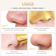 5pcs LAIKOU 24K Gold Snail Collagen Facial Peeling Mask Face skincare Remove Blackhead Anti-aging Facial Peel Off Mask Skin Care-Health Wisdom™