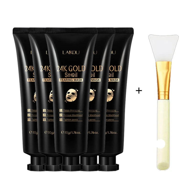 5pcs LAIKOU 24K Gold Snail Collagen Facial Peeling Mask Face skincare Remove Blackhead Anti-aging Facial Peel Off Mask Skin Care-Health Wisdom™