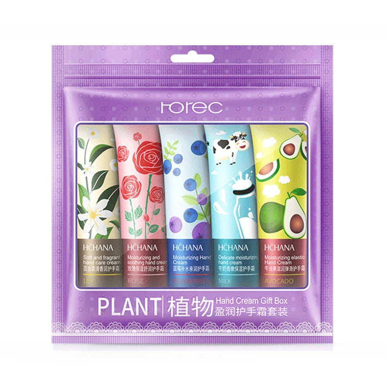 5pcs Plant Fruit Fragrance Hand Cream Sets Moisturizing Handcream Set Hand Care Nourishing Anti Chap Skin Care for Hands-Health Wisdom™