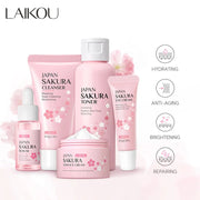 5pcs/set LAIKOU Sakura Face Care Sets Moisturizing Anti-aging Face Eye Cream Serum Toner Facial Cleanser Skin Care Products-Health Wisdom™