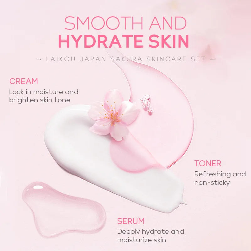 5pcs/set LAIKOU Sakura Face Care Sets Moisturizing Anti-aging Face Eye Cream Serum Toner Facial Cleanser Skin Care Products-Health Wisdom™