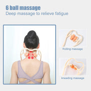 6-Rollers Manual Neck Massage Tool Cervical Spine Shoulder Dual Trigger Point Wheel 360° Rotation Waist Leg Pain Pressure Relief-Health Wisdom™