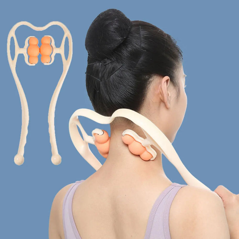6-Rollers Manual Neck Massage Tool Cervical Spine Shoulder Dual Trigger Point Wheel 360° Rotation Waist Leg Pain Pressure Relief-Health Wisdom™