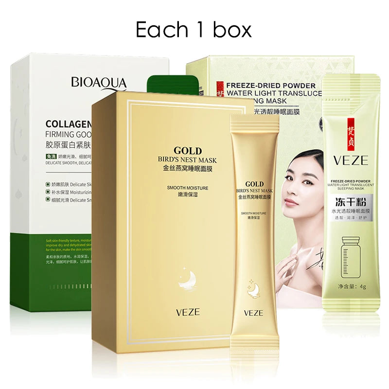 60pcs VENZEN Sleeping Facial Masks Collagen Face Mask Moisturizing Anti-aging Repairing Skin Care Facial No-wash Mask for Face-Health Wisdom™