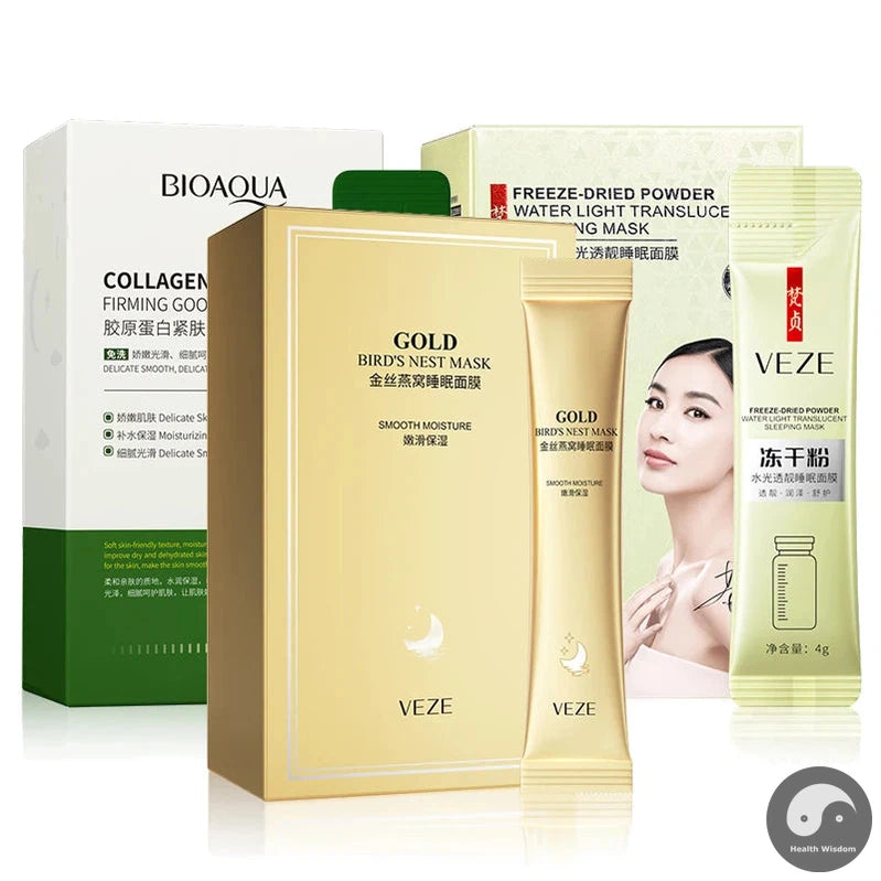 60pcs VENZEN Sleeping Facial Masks Collagen Face Mask Moisturizing Anti-aging Repairing Skin Care Facial No-wash Mask for Face-Health Wisdom™