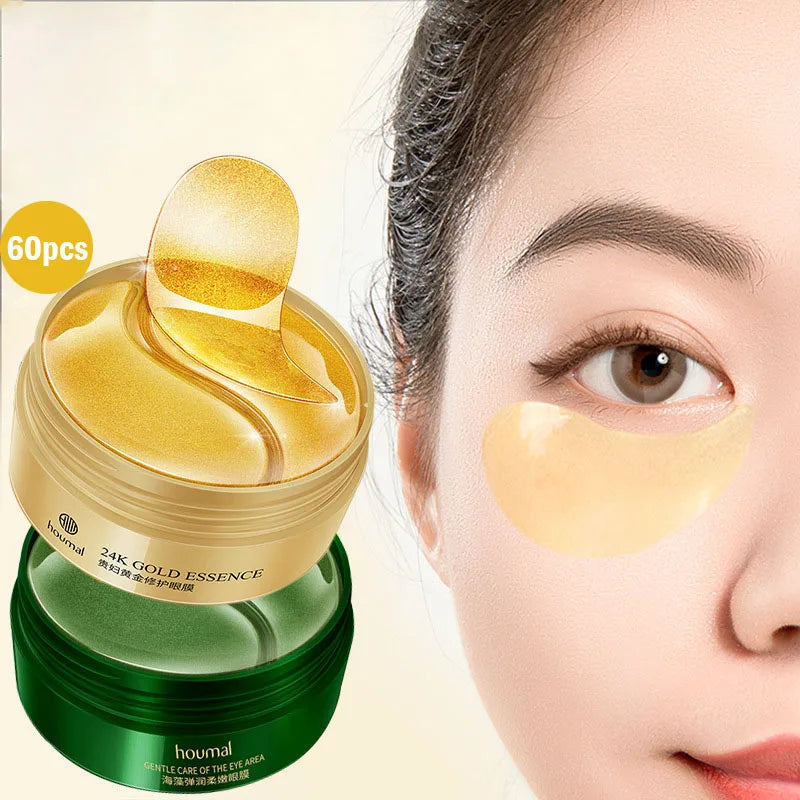 60pcs/box 24K Gold Collagen Eye Mask Anti Dark Circles Anti Wrinkle Moisturizing Seaweed Eye Patches Eyes Skin Care Products-Health Wisdom™