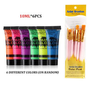 6/24pcs Body Art Paint Neon Fluorescent Party Festival Halloween Cosplay Makeup Party Tools Kids Face Paint UV Glow Painting-Health Wisdom™