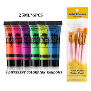 6/24pcs Body Art Paint Neon Fluorescent Party Festival Halloween Cosplay Makeup Party Tools Kids Face Paint UV Glow Painting-Health Wisdom™