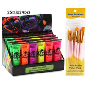 6/24pcs Body Art Paint Neon Fluorescent Party Festival Halloween Cosplay Makeup Party Tools Kids Face Paint UV Glow Painting-Health Wisdom™