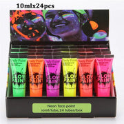 6/24pcs Body Art Paint Neon Fluorescent Party Festival Halloween Cosplay Makeup Party Tools Kids Face Paint UV Glow Painting-Health Wisdom™