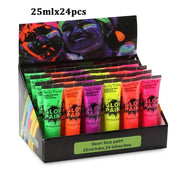 6/24pcs Body Art Paint Neon Fluorescent Party Festival Halloween Cosplay Makeup Party Tools Kids Face Paint UV Glow Painting-Health Wisdom™