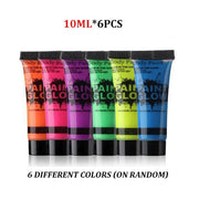 6/24pcs Body Art Paint Neon Fluorescent Party Festival Halloween Cosplay Makeup Party Tools Kids Face Paint UV Glow Painting-Health Wisdom™