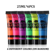 6/24pcs Body Art Paint Neon Fluorescent Party Festival Halloween Cosplay Makeup Party Tools Kids Face Paint UV Glow Painting-Health Wisdom™