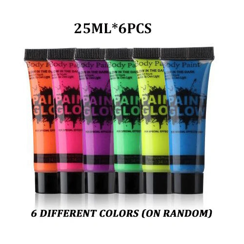 6/24pcs Body Art Paint Neon Fluorescent Party Festival Halloween Cosplay Makeup Party Tools Kids Face Paint UV Glow Painting-Health Wisdom™