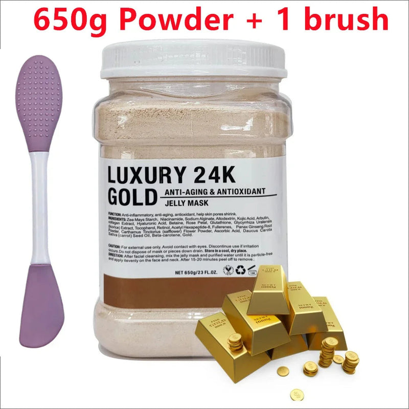 650g Chamomile Hyaluronic Acid Facial Mask Powder with Silicone Brush Anti Aging Brightening Rose Jelly Facial Mask with Brush-Health Wisdom™