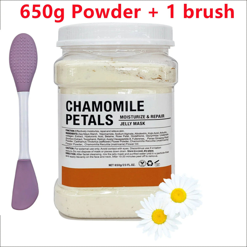650g Chamomile Hyaluronic Acid Facial Mask Powder with Silicone Brush Anti Aging Brightening Rose Jelly Facial Mask with Brush-Health Wisdom™