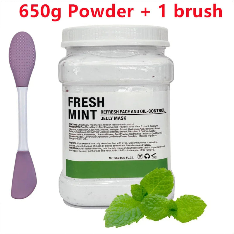 650g Chamomile Hyaluronic Acid Facial Mask Powder with Silicone Brush Anti Aging Brightening Rose Jelly Facial Mask with Brush-Health Wisdom™