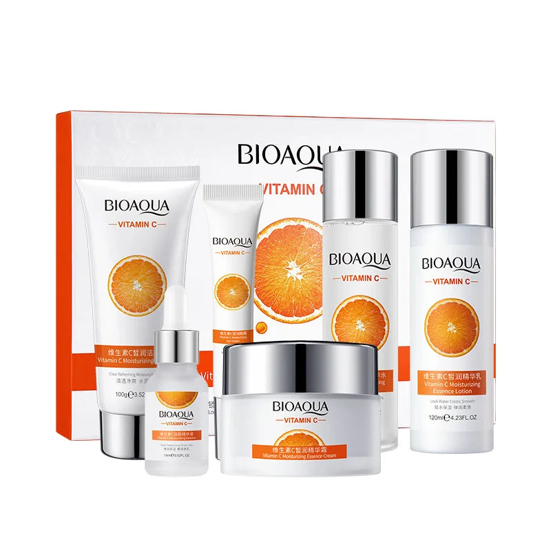 6pcs BIOAQUA Vitamin C Skin Care Sets Moisturizing Hydrating Anti-aging Eye Face Cream Serum Facial Cleanser Skin Care Set-Health Wisdom™