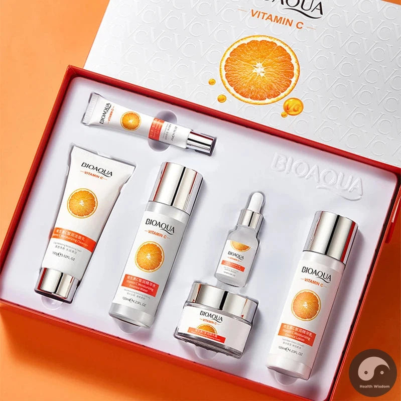 6pcs BIOAQUA Vitamin C Skin Care Sets Moisturizing Hydrating Anti-aging Eye Face Cream Serum Facial Cleanser Skin Care Set-Health Wisdom™