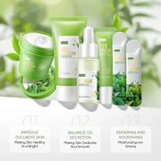6pcs Green Tea Skin Care Sets Facial Cleanser Face Cream Serum Toner Sleeping Mud Masks Moisturizing Anti-Aging Face Care Kit-Health Wisdom™