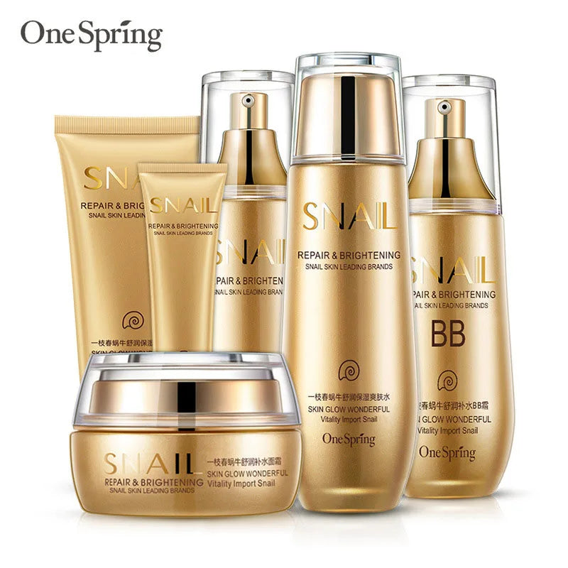 6pcs Snail Anti-aging Skin Care Sets Moisturizing Facial Set Skincare Products Face Cream Facial Cleanser Toner Face Care Kits-Health Wisdom™