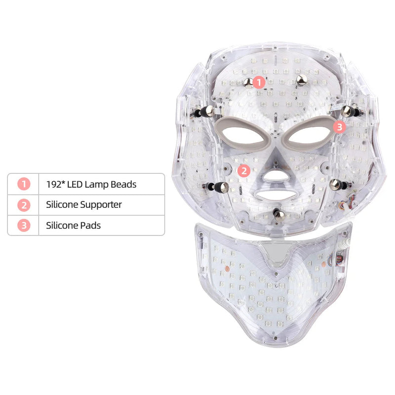 7 Color LED Facial Mask w/ Neck Face Care Treatment Beauty Anti Acne Korean Photon Therapy Face Whiten Skin Rejuvenation Machine-Health Wisdom™