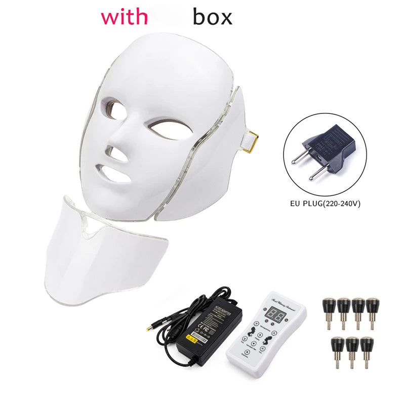 7 Color LED Facial Mask w/ Neck Face Care Treatment Beauty Anti Acne Korean Photon Therapy Face Whiten Skin Rejuvenation Machine-Health Wisdom™