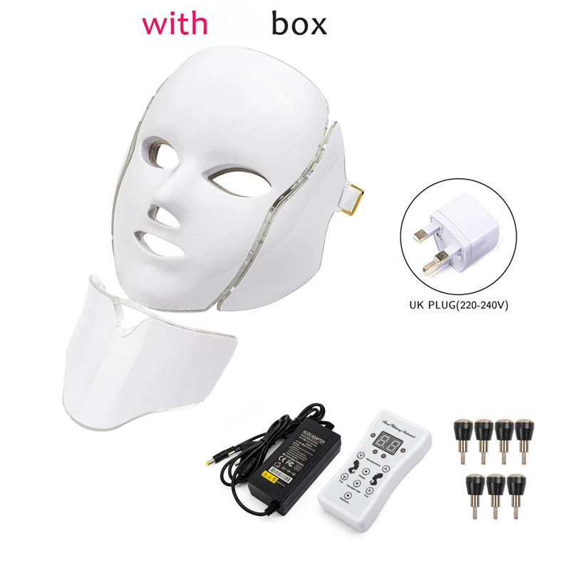 7 Color LED Facial Mask w/ Neck Face Care Treatment Beauty Anti Acne Korean Photon Therapy Face Whiten Skin Rejuvenation Machine-Health Wisdom™