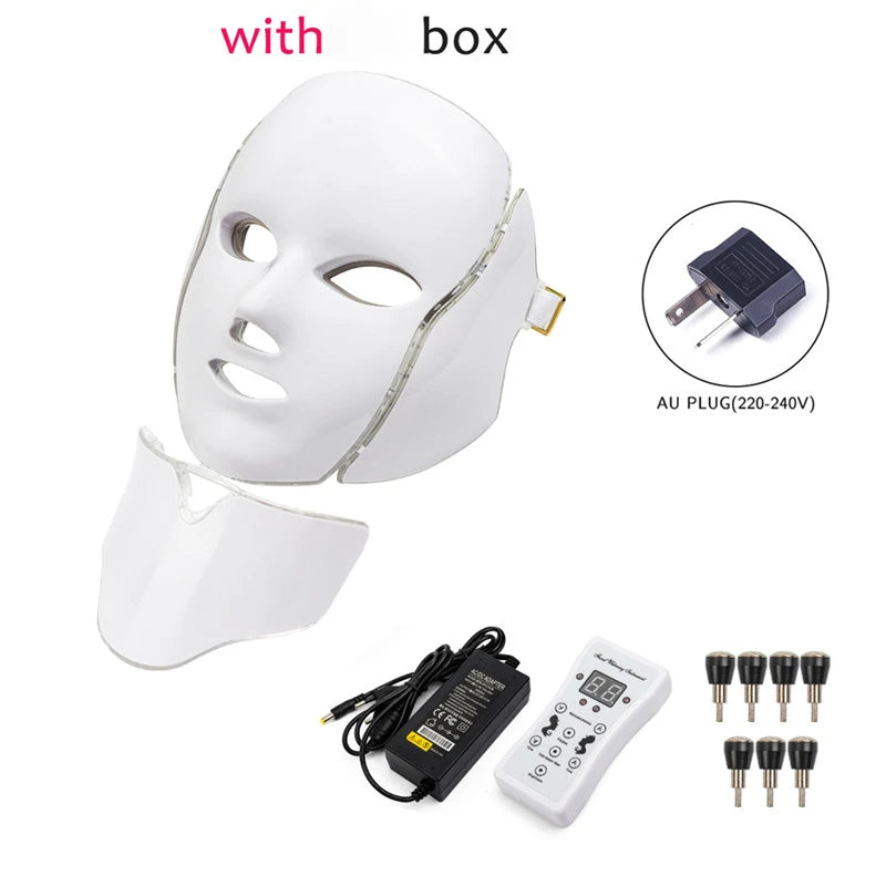 7 Color LED Facial Mask w/ Neck Face Care Treatment Beauty Anti Acne Korean Photon Therapy Face Whiten Skin Rejuvenation Machine-Health Wisdom™