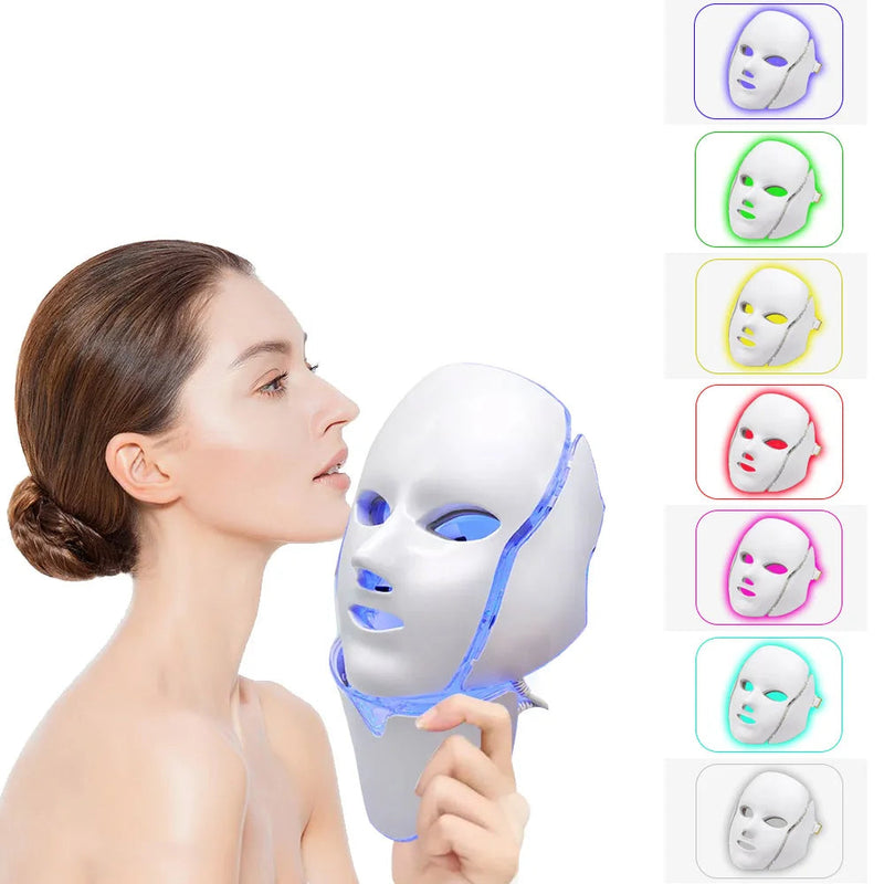 7 Color Led Facial Light Face Mask With Neck Skin Rejuvenation Tighten Anti Acne Wrinkle Beauty Treatment Korean Photon Spa Home-Health Wisdom™