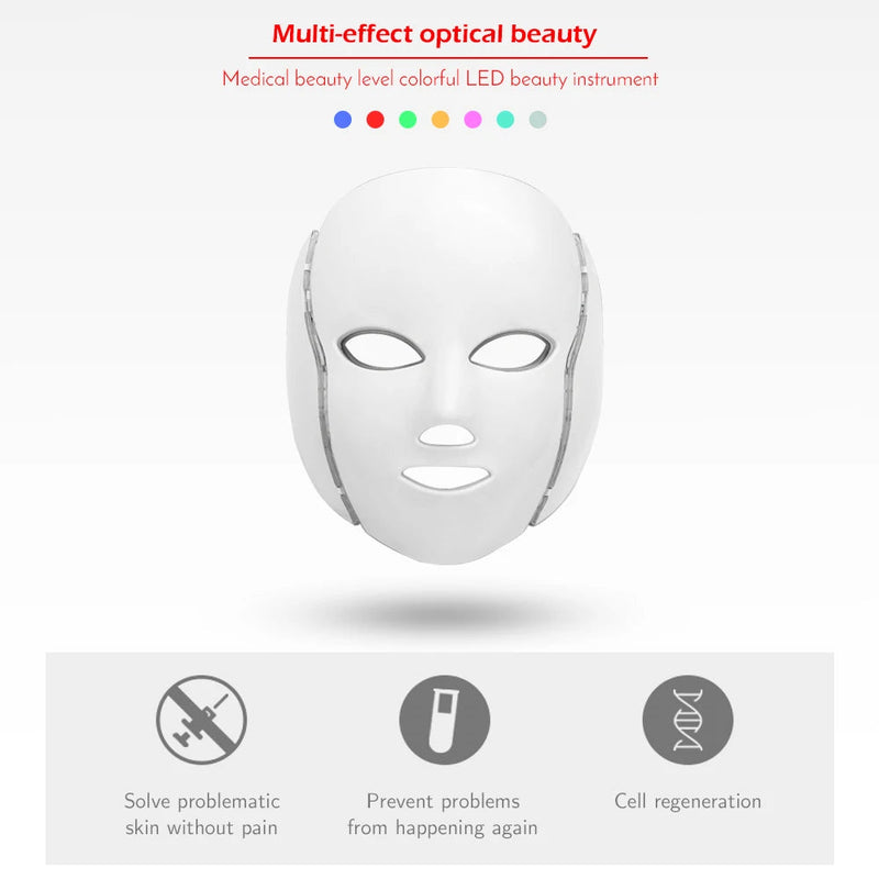 7 Color Led Facial Light Face Mask With Neck Skin Rejuvenation Tighten Anti Acne Wrinkle Beauty Treatment Korean Photon Spa Home-Health Wisdom™