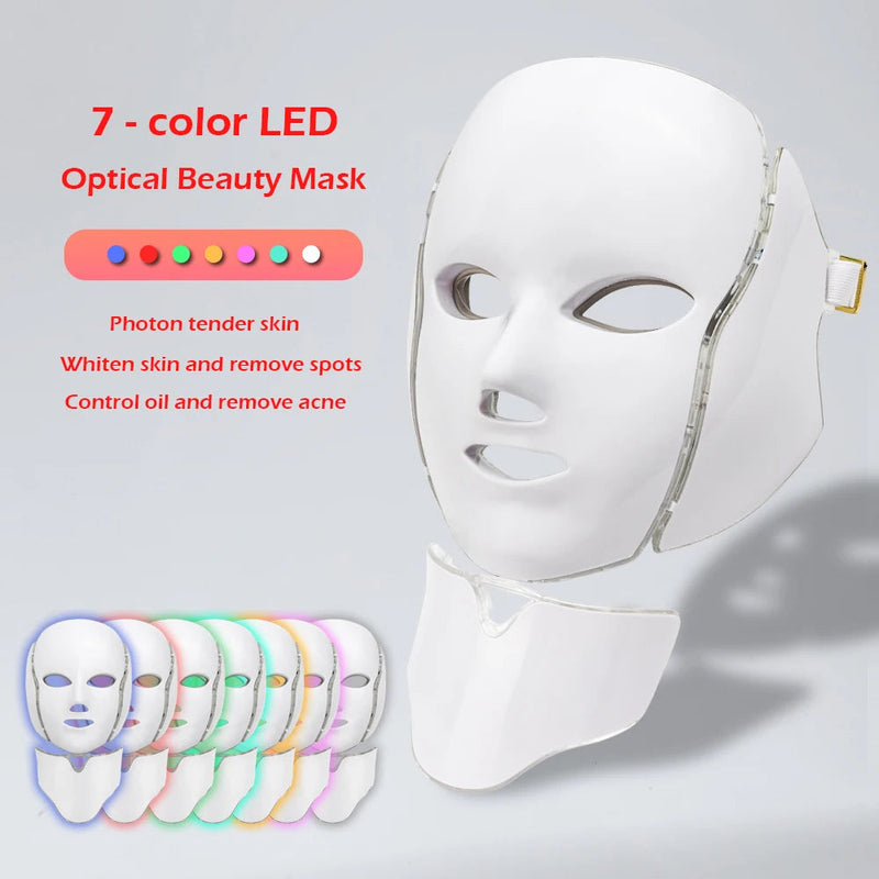 7 Color Led Facial Light Face Mask With Neck Skin Rejuvenation Tighten Anti Acne Wrinkle Beauty Treatment Korean Photon Spa Home-Health Wisdom™