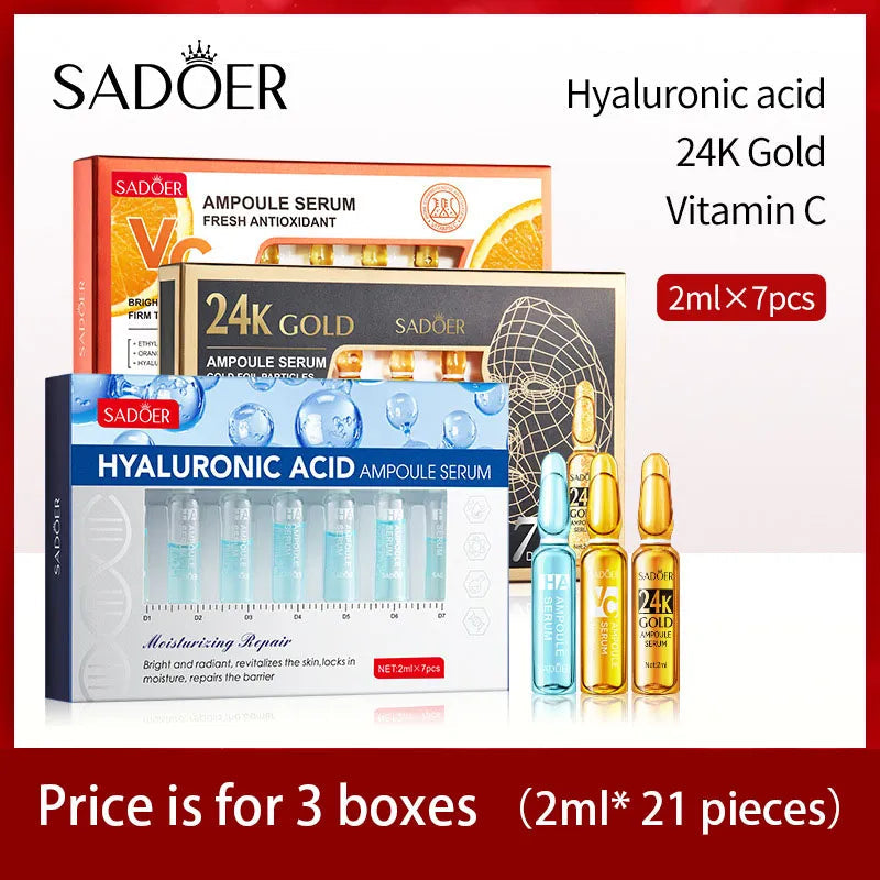 7 Pieces Hyaluronic Acid Essence Set Nicotinamide Oligopeptide Moisturizing Essence Anti-wrinkle Whitening Ampoule Face Serum-Health Wisdom™