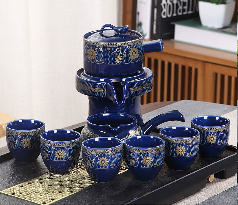 8 Pcs Set Semi Automatic Tea Sets Chinese Ceramic Purple Clay Tea Set Tea Cup The Kung Fu Teapot Set-Health Wisdom™